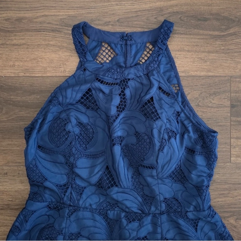 Lilly Pulitzer “Denise” Navy Blue Floral Eyelet Lace Midi Dress - Picture 5 of 11